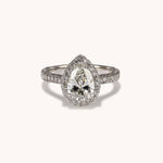 Stunning 1.68 CT Pear Moissanite Engagement Ring with Halo & Pave Design 1