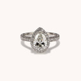 Stunning 1.68 CT Pear Moissanite Engagement Ring with Halo & Pave Design 1