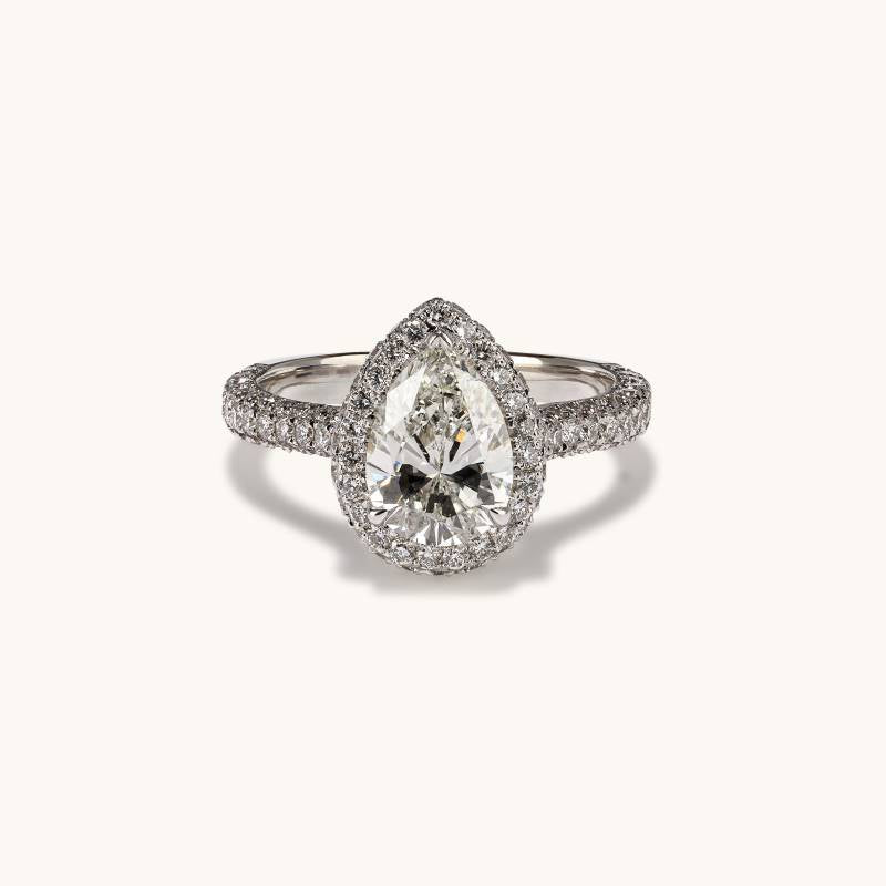 Stunning 1.68 CT Pear Moissanite Engagement Ring with Halo & Pave Design 1