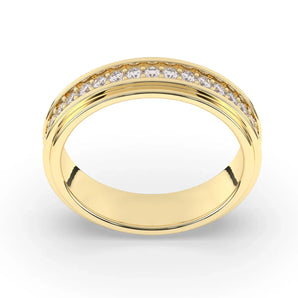 Delicate 0.60 CT Moissanite Eternity Men's Wedding Band with Round Cut Stones in Solid Gold