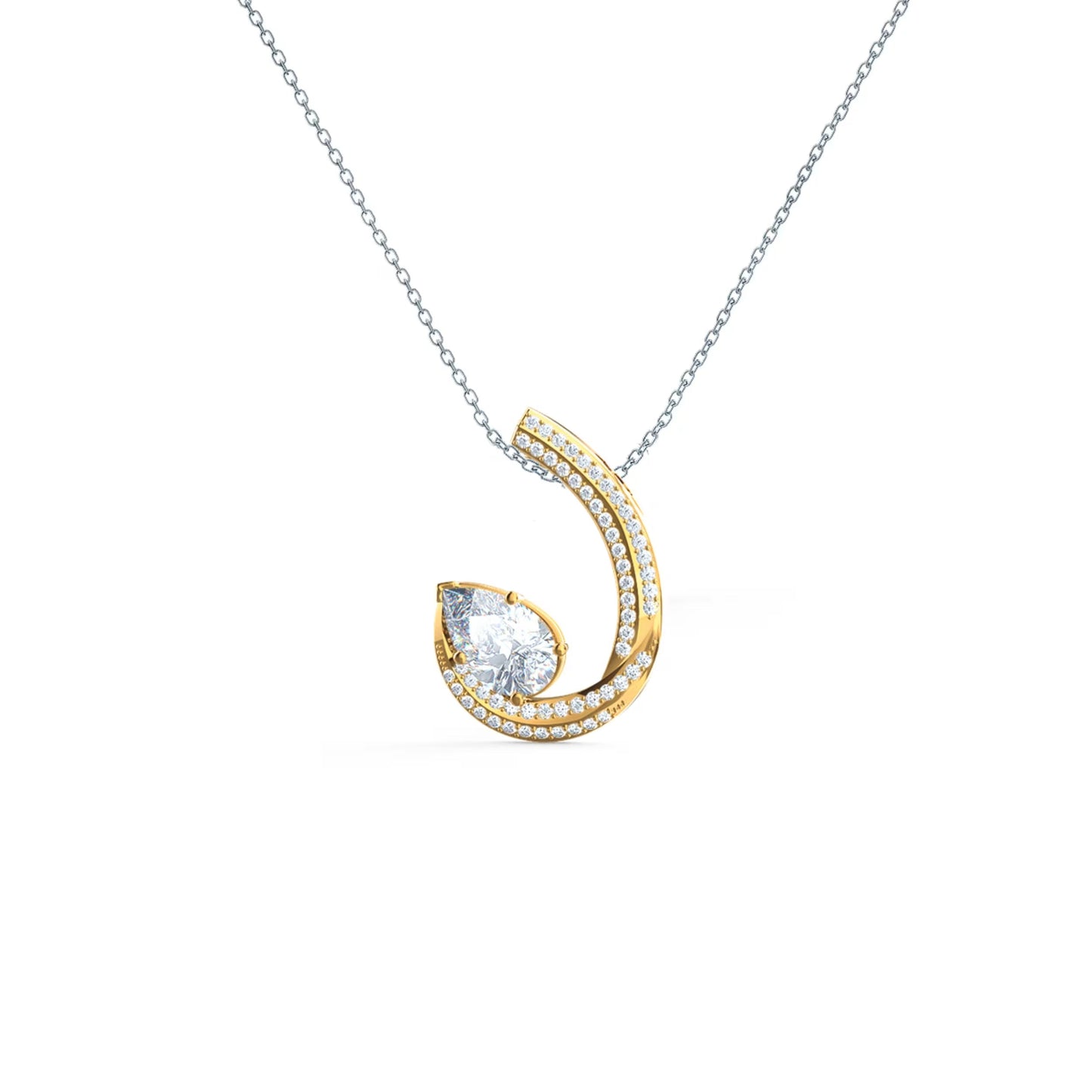 0.50 TCW Pear Moissanite Diamond Open Pendant Necklace in Solid Gold 1