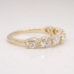 Stunning 0.4 TCW Oval Moissanite Stones in Half Eternity Wedding Band 2