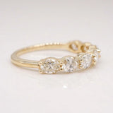 Stunning 0.4 TCW Oval Moissanite Stones in Half Eternity Wedding Band 2