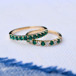 0.33 TCW Round Emerald Lab Made Diamond-May Birthstone Wedding Band 10