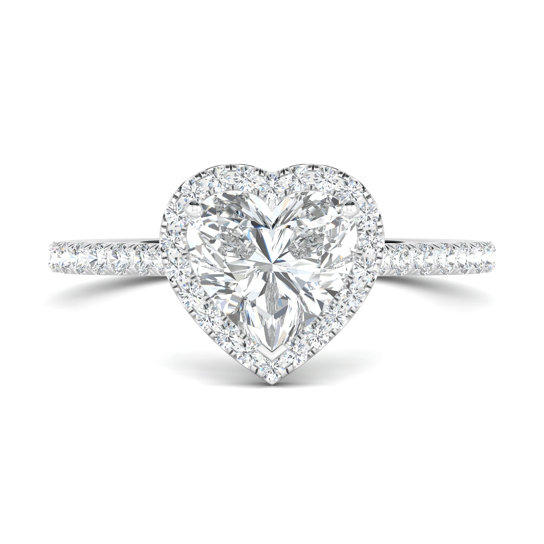 Stunning 0.5 CT Heart Moissanite Engagement Ring With Halo & Pave Design 1