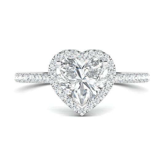 Stunning 0.5 CT Heart Moissanite Engagement Ring With Halo & Pave Design 1
