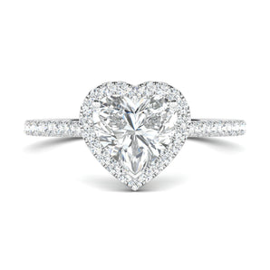 Stunning 0.5 CT Heart Moissanite Engagement Ring With Halo & Pave Design