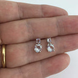 Round Cut Cubic Zirconia in 925 Sterling Silver Earrings 4