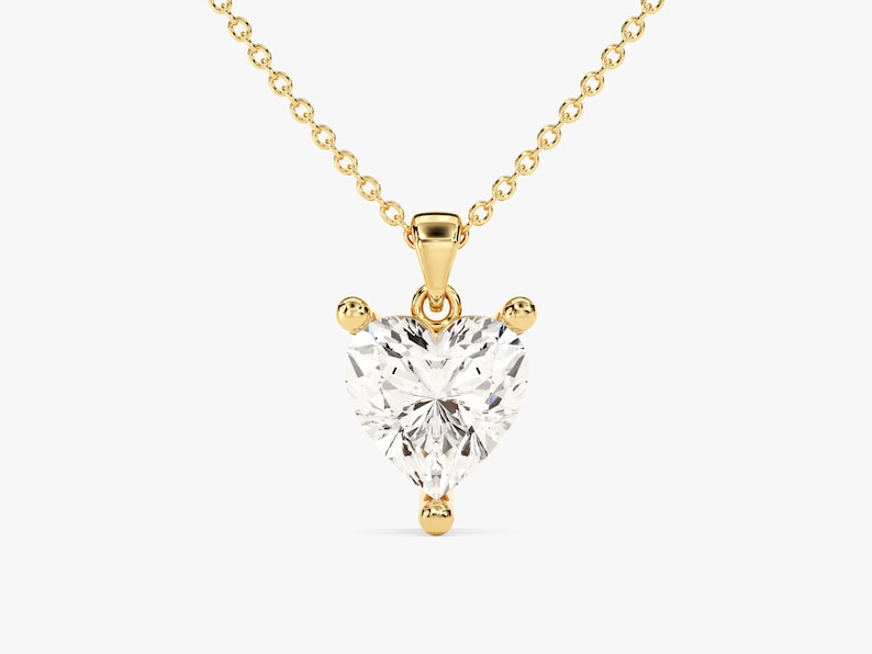 1.0 CT Heart Moissanite Diamond Solitaire Pendant Necklace in Solid Gold 1