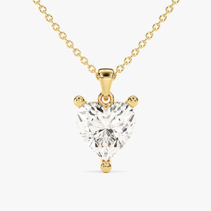 1.0 CT Heart Moissanite Diamond Solitaire Pendant Necklace in Solid Gold