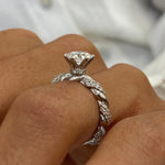 Classic 1.0 CT Round Moissanite Engagement Ring with Twist Pave Design 3
