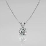 1.0 CT Round Moissanite Diamond Solitaire Pendant Necklace in Solid Gold 4