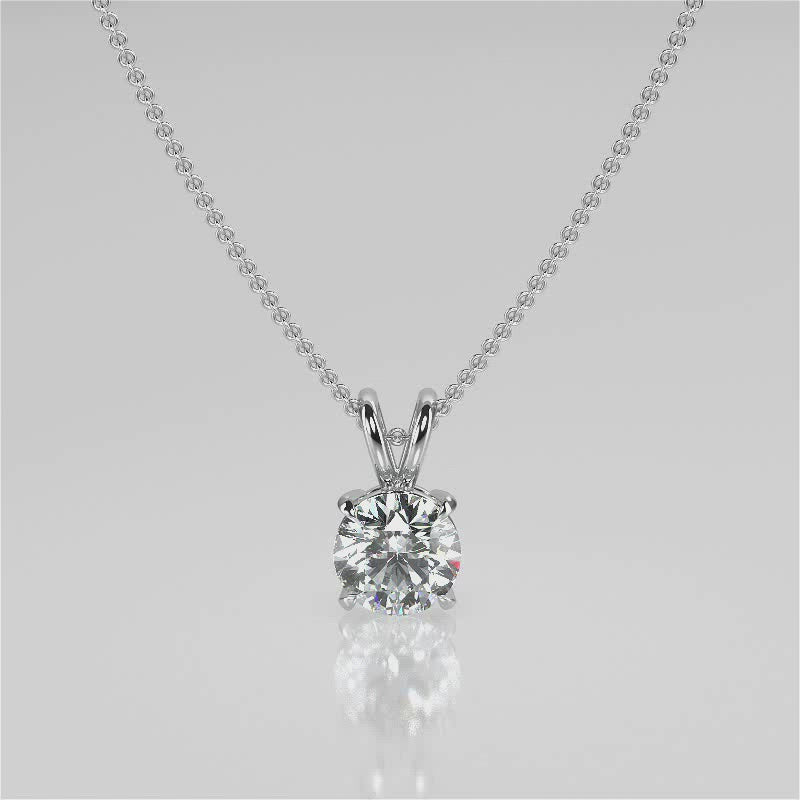 1.0 CT Round Moissanite Diamond Solitaire Pendant Necklace in Solid Gold 4