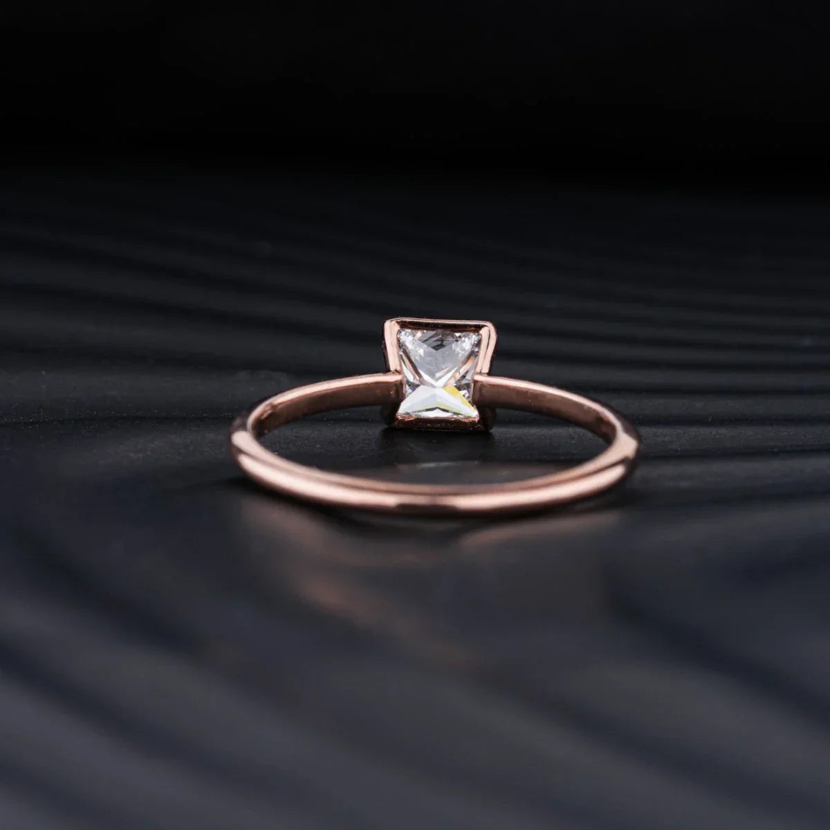 Stunning 0.50 CT Princess Moissanite Engagement Ring With Half Bezel Design 3