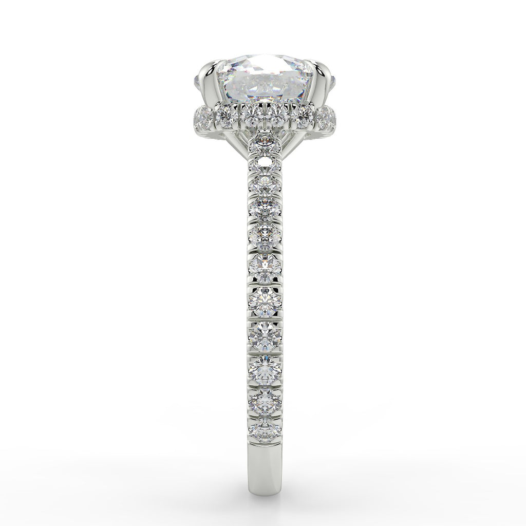 Stunning 2.45 CT Cushion Moissanite Engagement Ring with Hidden Halo & Pave Design 7