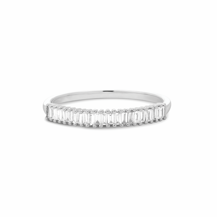 Stunning 0.16 TCW Baguette Moissanite Stones Half Eternity Wedding Bands 4