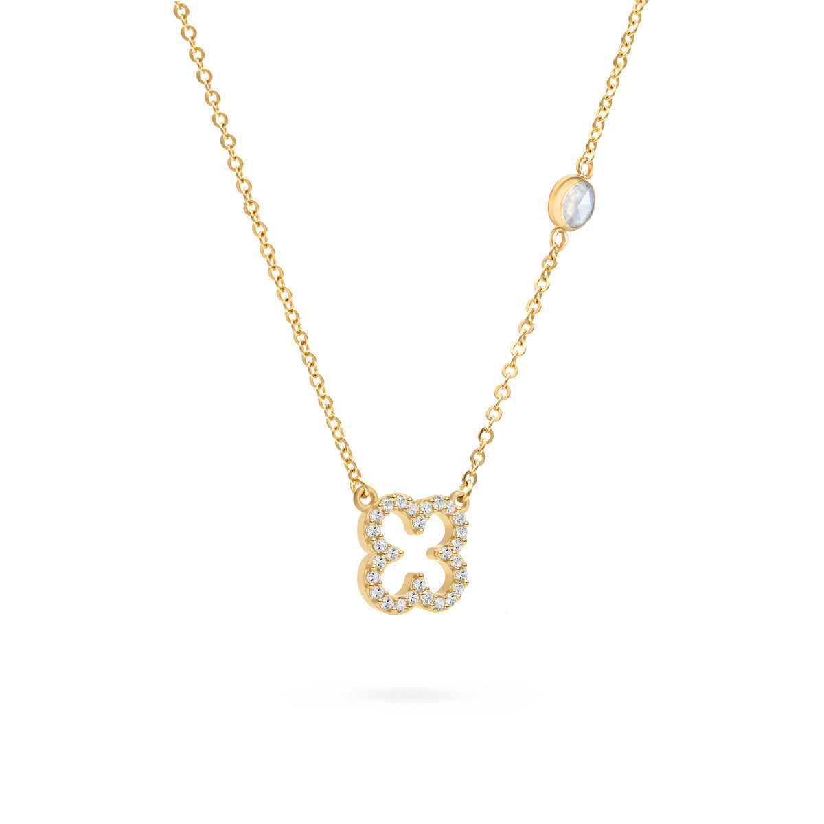 0.25 CT Round Emerald Lab Made Diamond-June Birthstone Floral Necklace 4