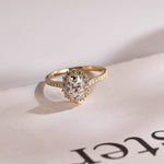 Stunning 1.0 - 2.0 CT Oval Moissanite Engagement Ring with Pave & Halo Design 1