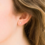 0.30 TCW Round Cut Moissanite Three Stone Stud Earrings in Gold 4