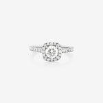 Stunning 1.38 CT Round Moissanite Engagement Ring with Halo & Pave Designs 1