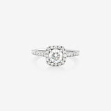 Stunning 1.38 CT Round Moissanite Engagement Ring with Halo & Pave Designs 1