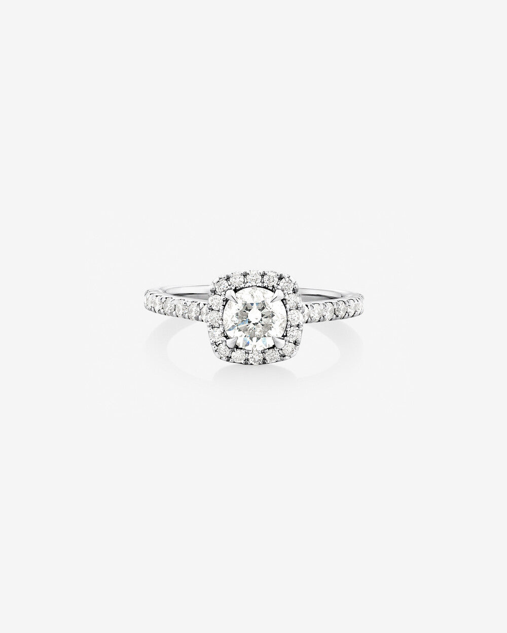 Stunning 1.38 CT Round Moissanite Engagement Ring with Halo & Pave Designs 1