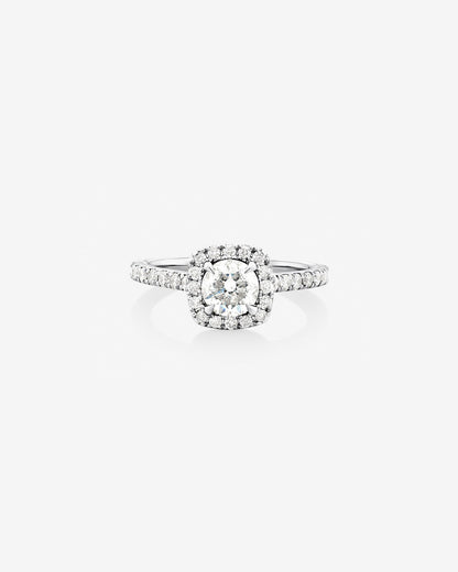 Stunning 1.38 CT Round Moissanite Engagement Ring with Halo & Pave Designs 1