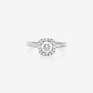 Stunning 1.38 CT Round Moissanite Engagement Ring with Halo & Pave Designs