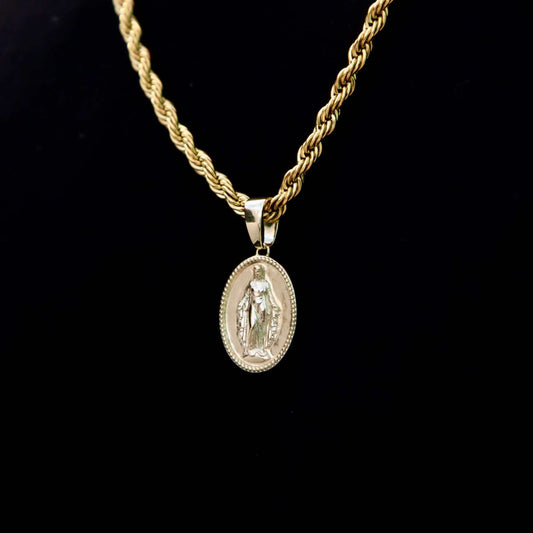 Lady Of Guadalupe Style Silver Pendant for Him 2