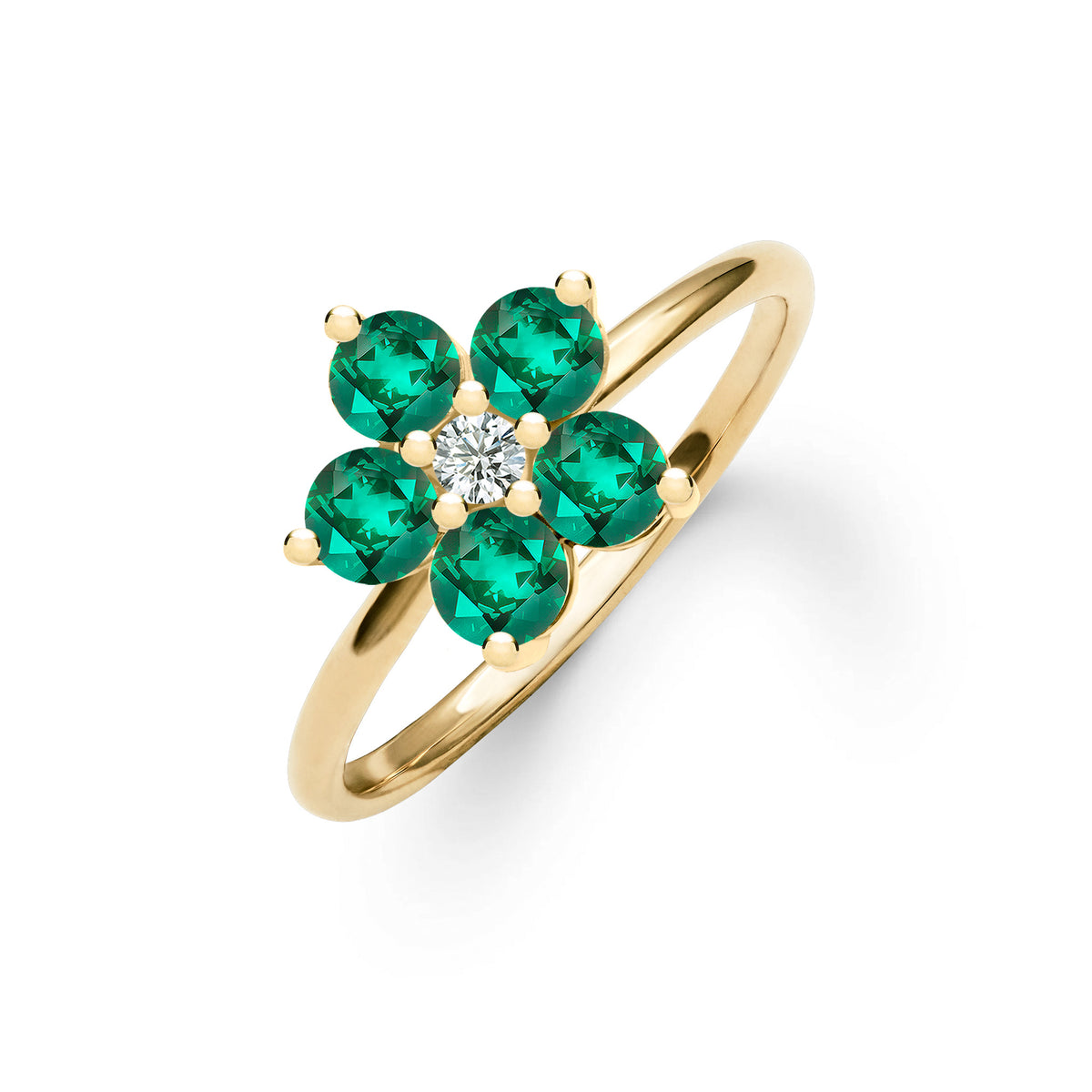 0.08 TCW Round Emerald Lab Made Diamond- May Birthstone Engagement Ring 1