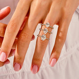 1.50 CT Oval Cut Moissanite Bridal Ring Set with Marquise & Round Wedding Bands 8