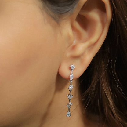 2.0 TCW Multi Shape Moissanite Drop Earrings in Gold 3