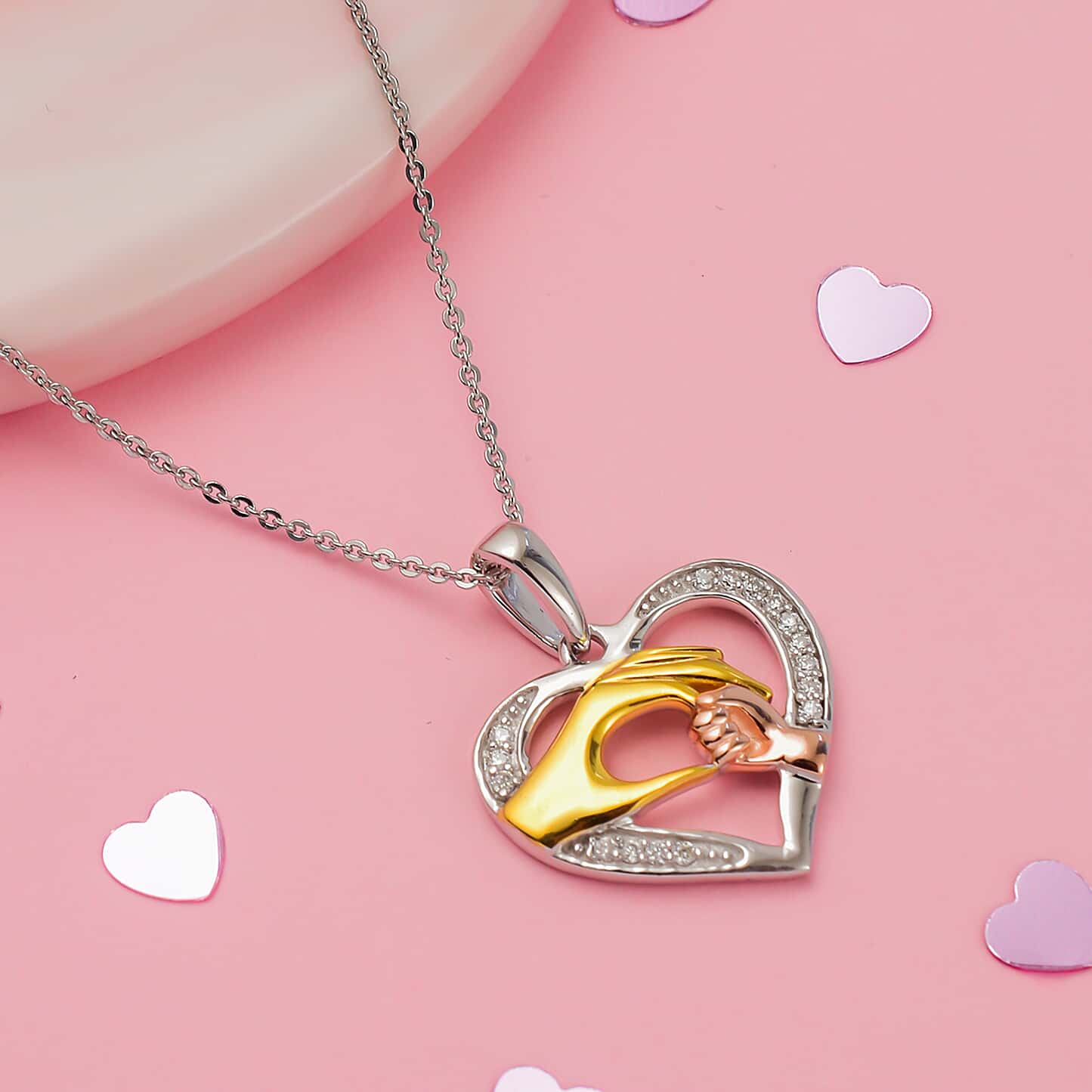 Round Cut Cubic Zirconia in 925 Sterling Silver Necklace 2