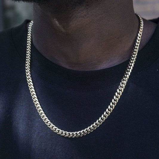 Polished Finish Cuban Silver Necklace For Him 2