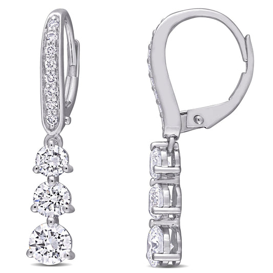 Round Cut Cubic Zirconia in 925 Sterling Silver Earrings 2