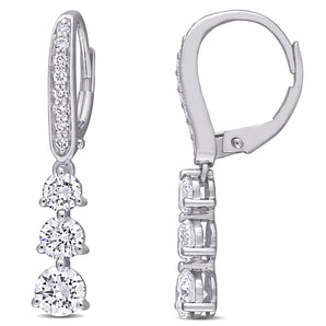 Round Cut Cubic Zirconia in 925 Sterling Silver Earrings