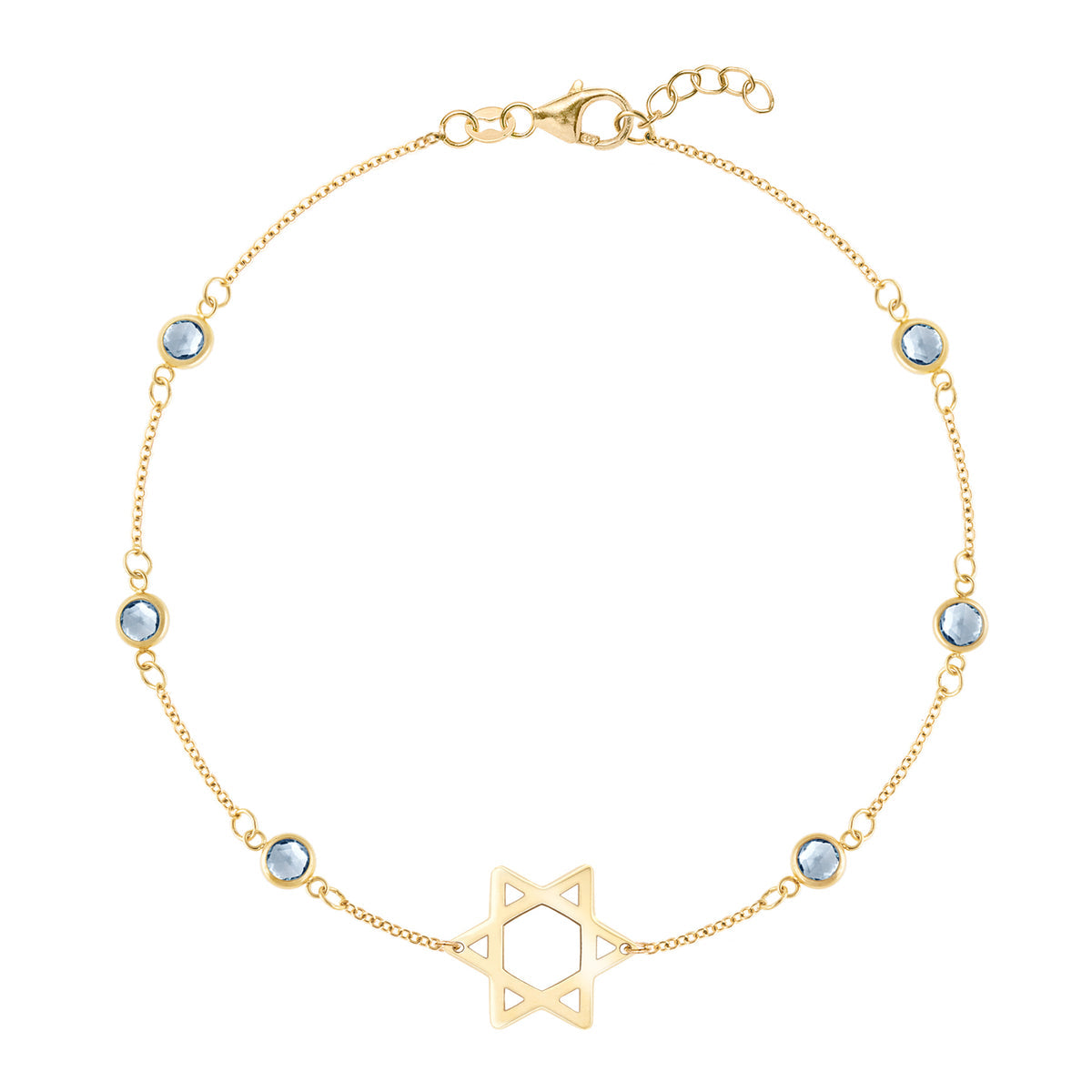 1.50 TCW Round Aquamarine Lab Made Diamond- March Birthstone Star Bracelet 1