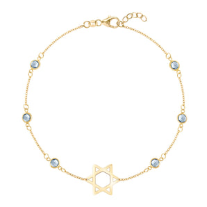 1.50 TCW Round Aquamarine Lab Made Diamond- March Birthstone Star Bracelet