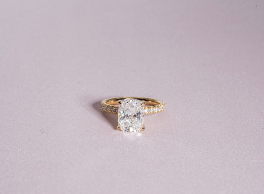 Classic 3.0 CT Cushion Moissanite Engagement Ring with Hidden Halo & Pave Design 1