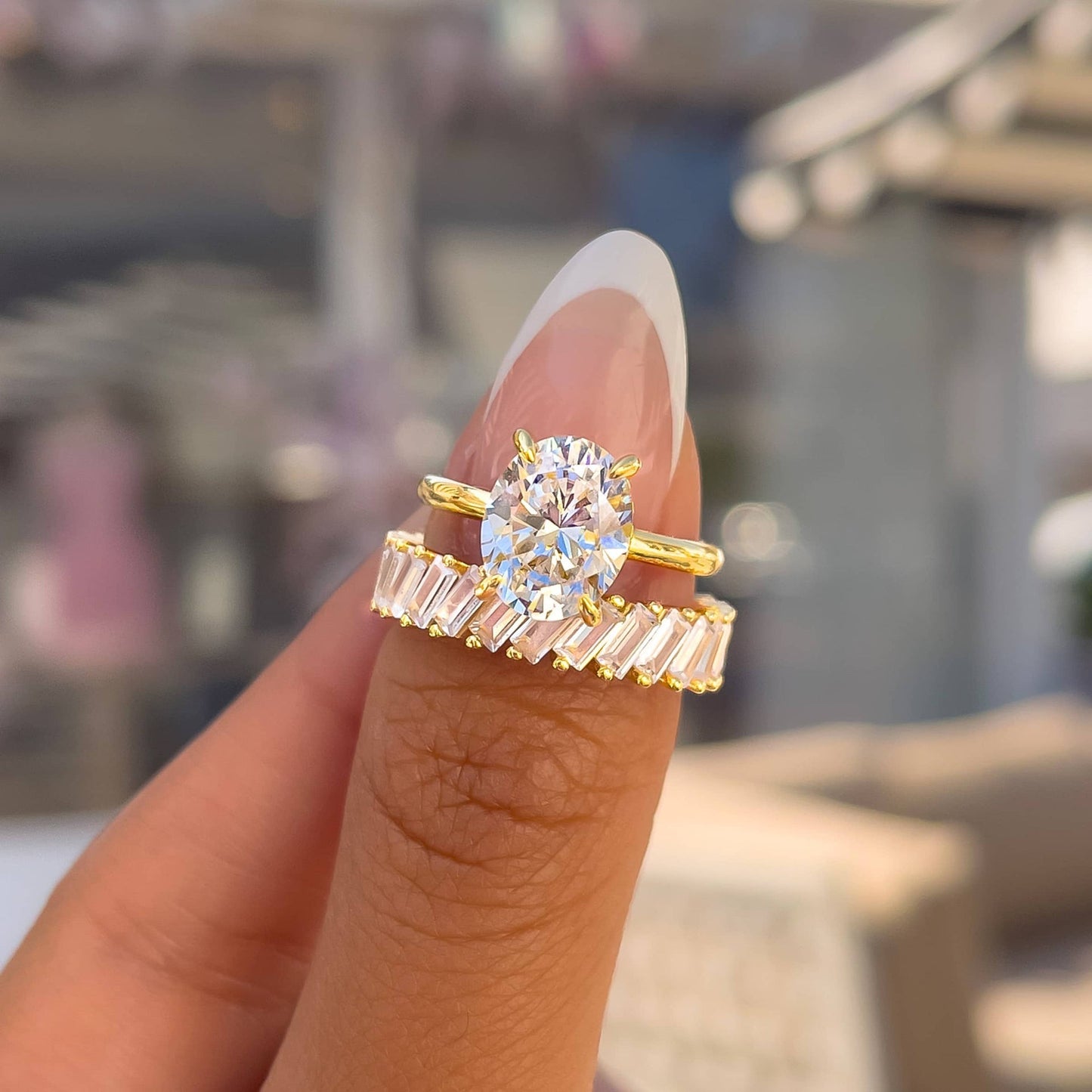 Stunning 3.0 CT Oval Moissanite Engagement Ring Hidden Halo Design 8