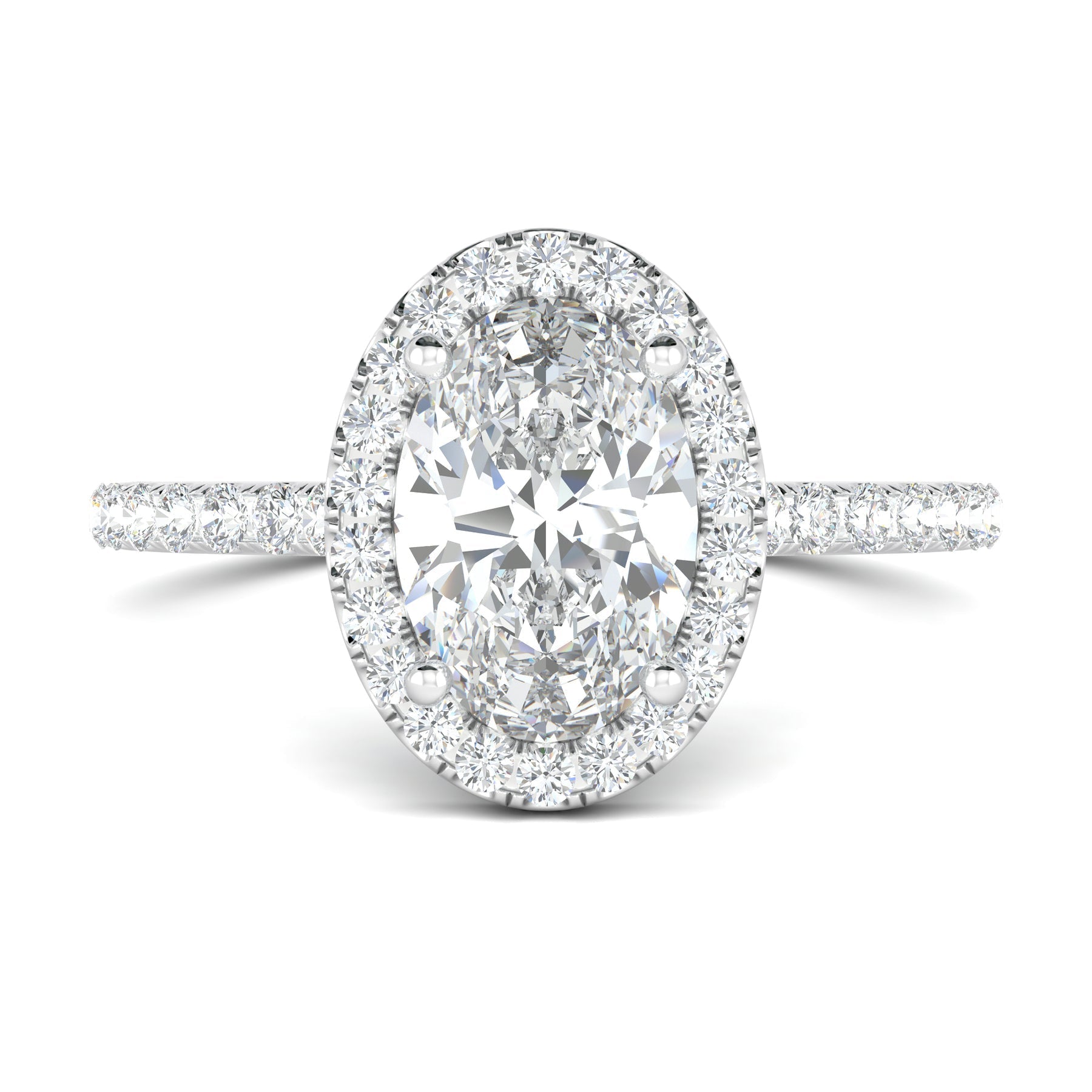 Stunning 0.5 CT Oval Moissanite Stones Engagement Ring In Halo & Pave Design 1