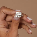 Stunning 1.0 CT Cushion Moissanite Engagement Ring with Double Halo and Pave Design 9