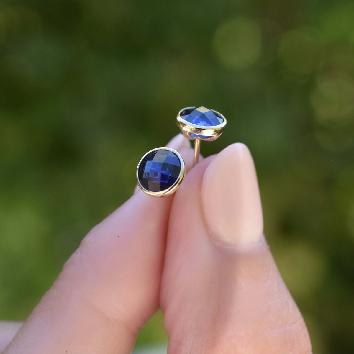 0.90TCW Round Sapphire Lab Made Diamond- September Birthstone Earrings 6