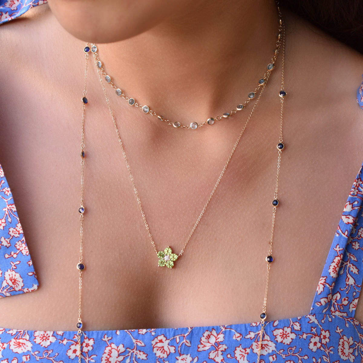 0.08 CT Round Peridot Lab Made Diamond- August Birthstone Necklace 6