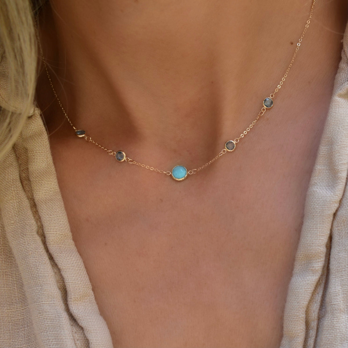 0.90 CT Round Topaz Lab Made Diamond-December Birthstone Necklace 3