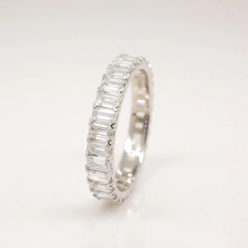 Stunning 0.80 CT Emerald Moissanite Stones Full Eternity Wedding Band 2