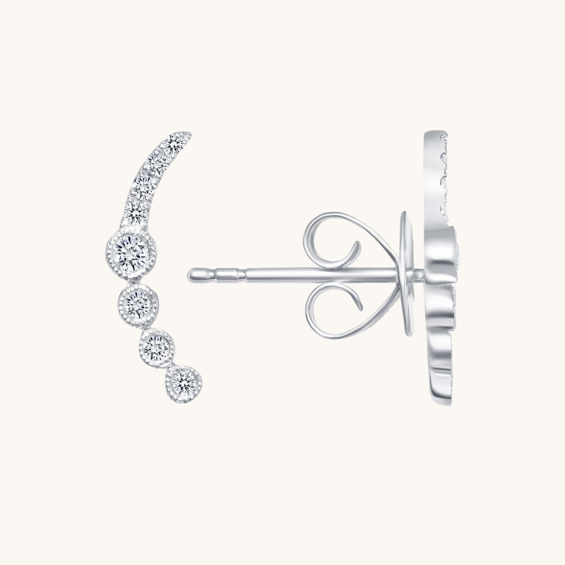 0.80 TCW Round Cut Moissanite Curved Cuff Earrings in Gold 2