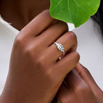 Stunning 0.7 CT Emerald Moissanite Stones Three Stones Engagement Ring 6