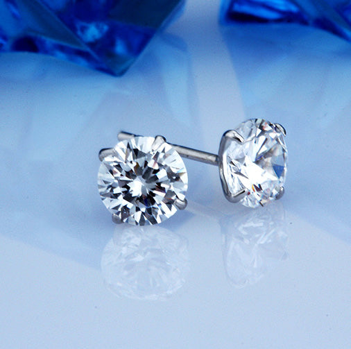 Round Cut Cubic Zirconia in 925 Sterling Silver Earrings 5