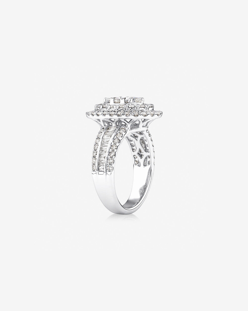 Stunning 2.5 TCW Round Moissanite Engagement Ring in Clusters  Design 3